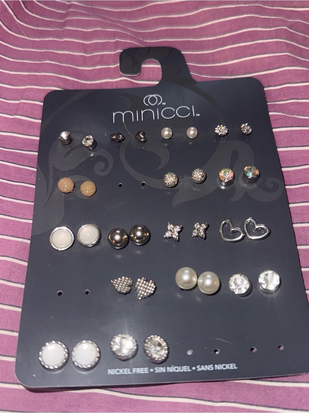 Minicci Silver and Pearl Mixed Stud Earring Set